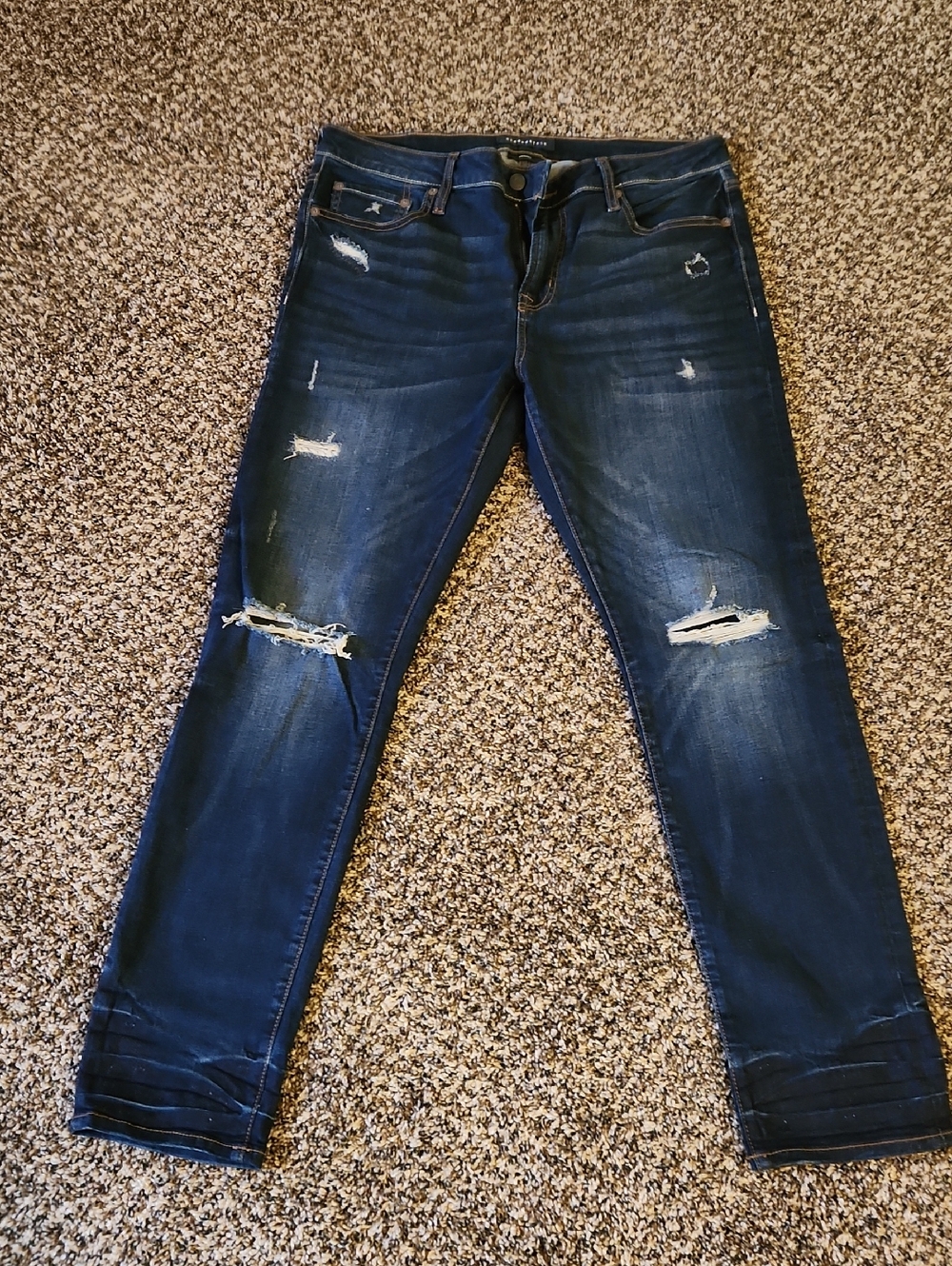 Distressed Dark Blue Men's Skinny Jeans